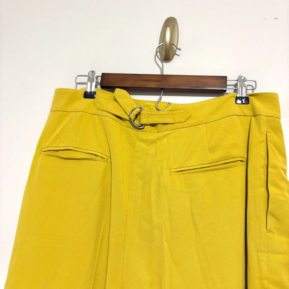 Free People Gabbie Vest Suit Set Bitter Oil Yellow Mid Rise Pant NEW Size 12 NWT